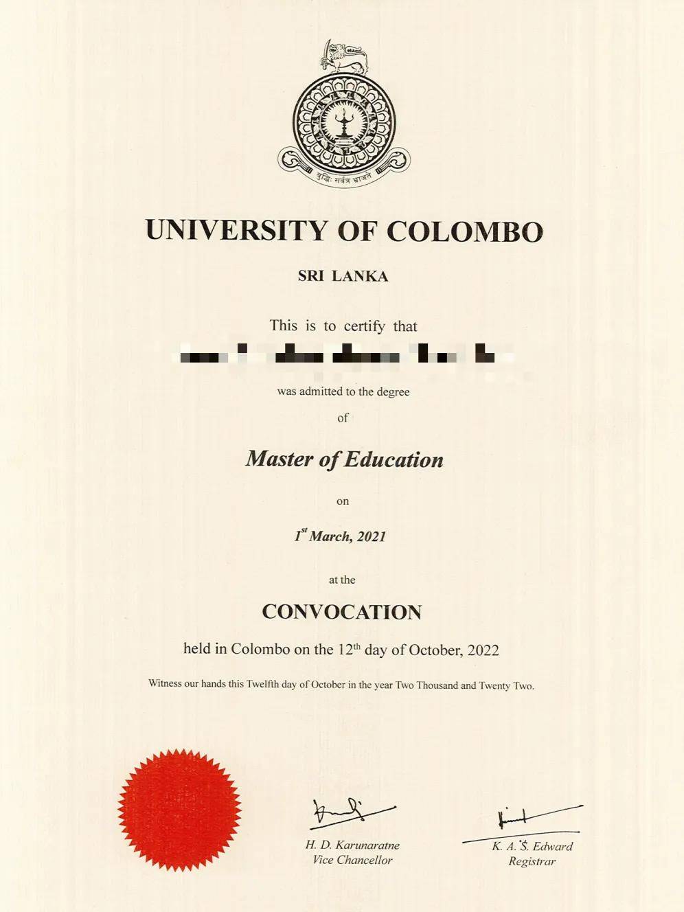 取通知书缴纳学费，获得正式录取通知书办理学习签证，开始学习学位证书一年制专升硕---斯里兰卡留学项目