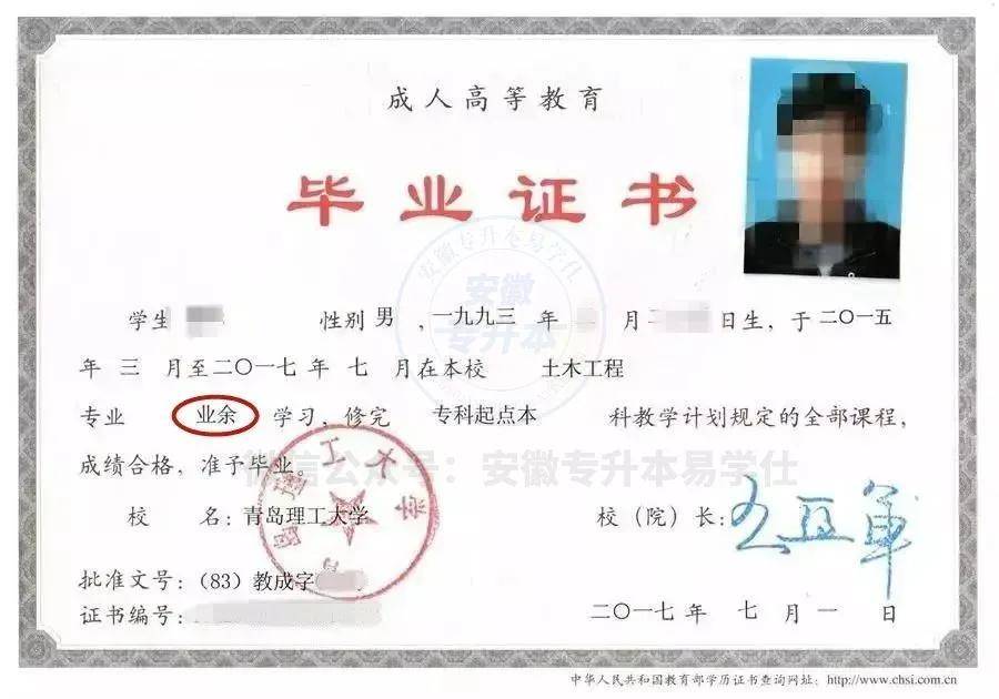 上显示“成人教育脱产、业余或函授”字样，国家承认，教育部电子注册。成考毕业证书成考学位证书远程教育专