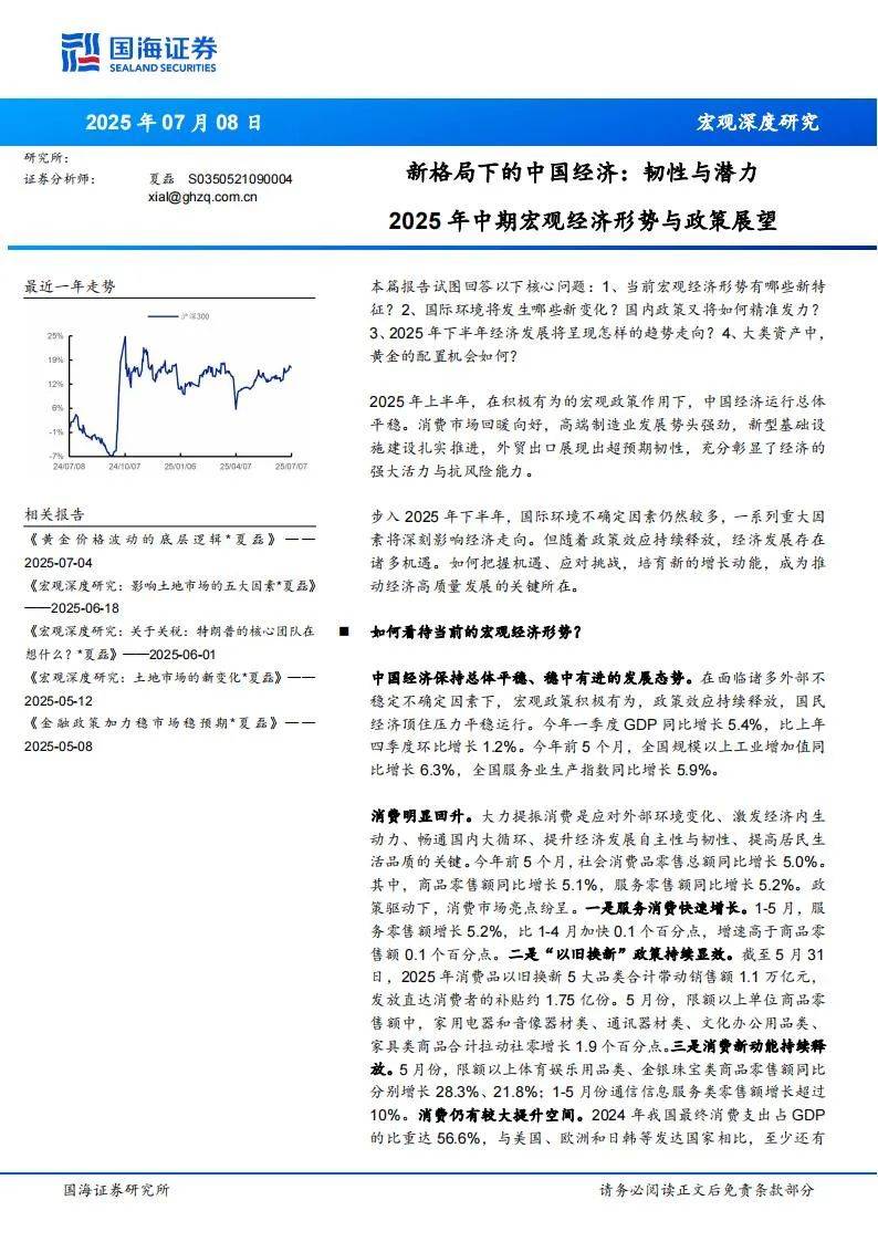 中期宏观经济形势与政策展望：新格局下的中国经济