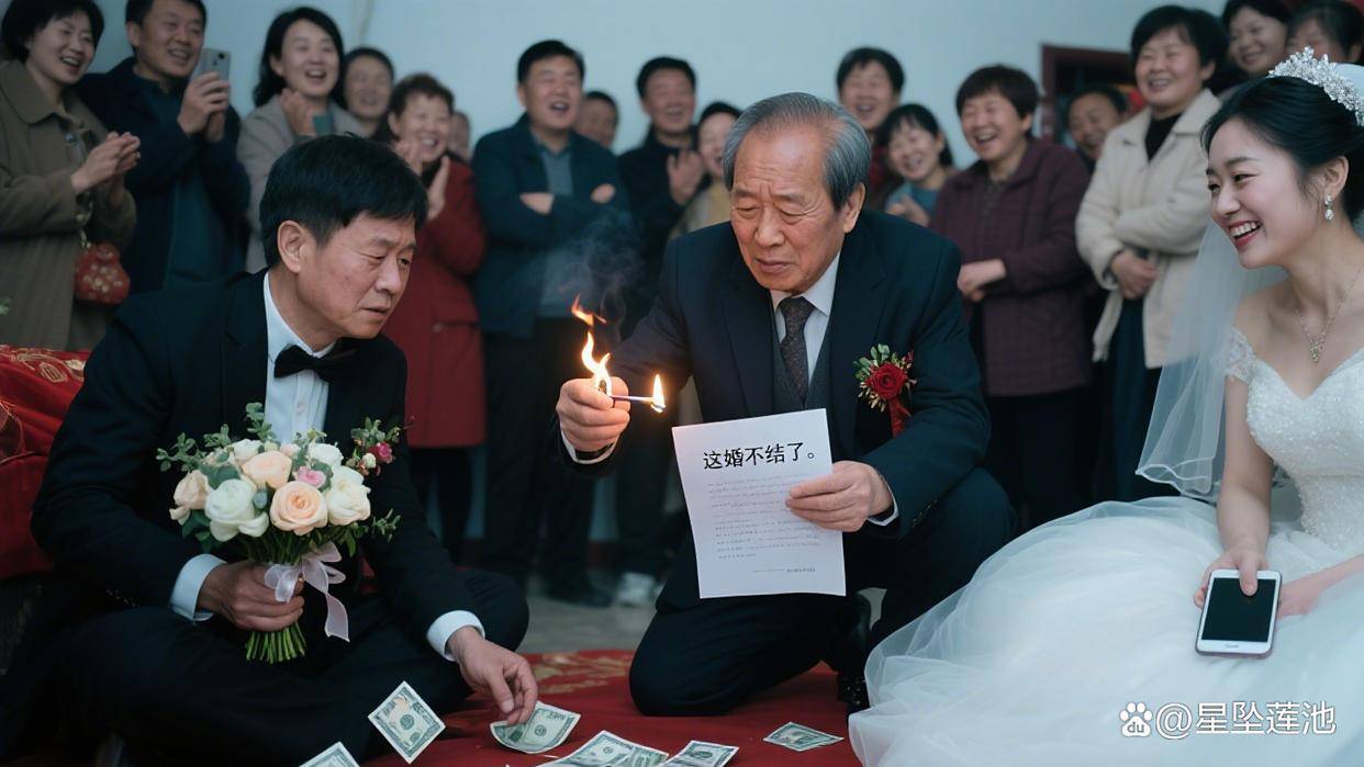 新娘下车时要60万才肯开门，公公当场现金支付，五个字让新娘崩溃