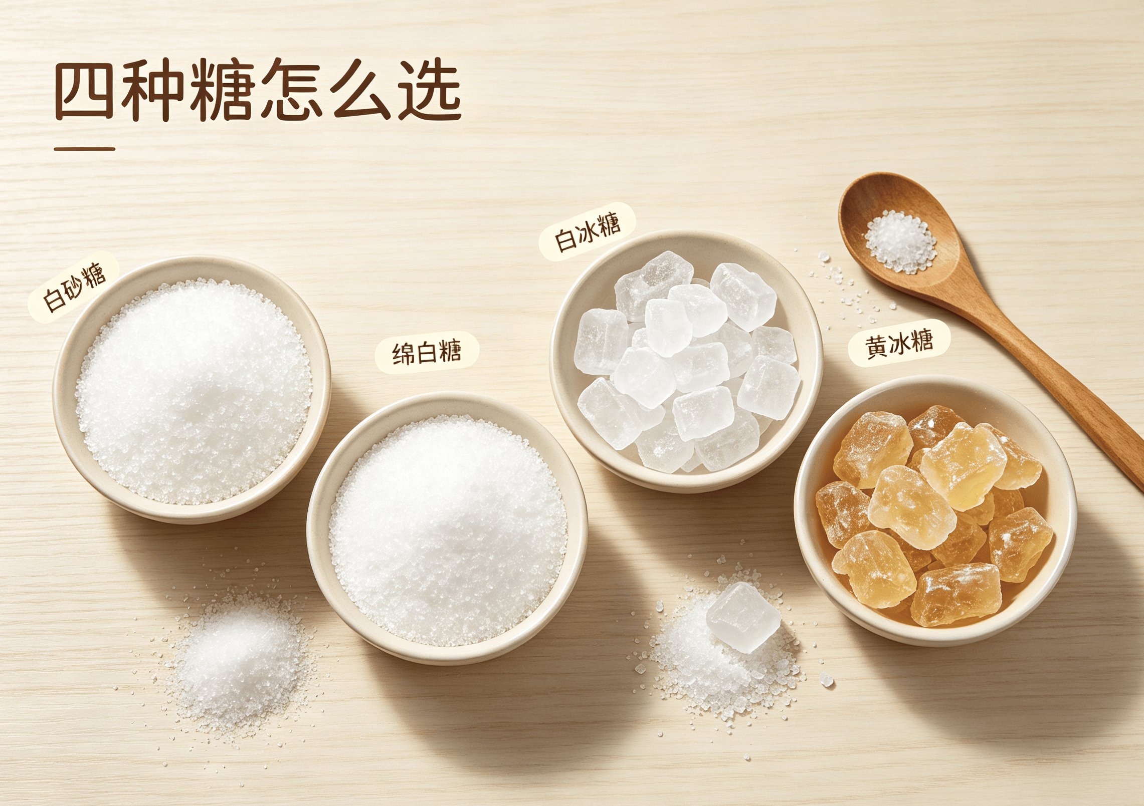 白砂糖、绵白糖、冰糖、黄冰糖区别大！别再乱买了