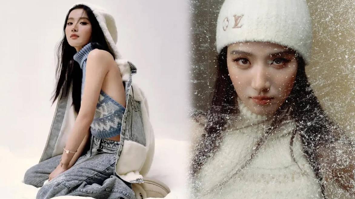 卢昱晓冬日浪漫雪地大片，戴滑雪镜帅气随性