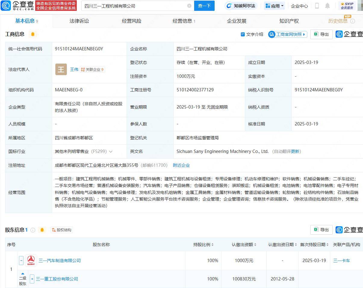 三一重工布2025年最佳加密货币赌场排行榜 USDT & BTC支持局四川新成立工程机械公司注册资本达千万