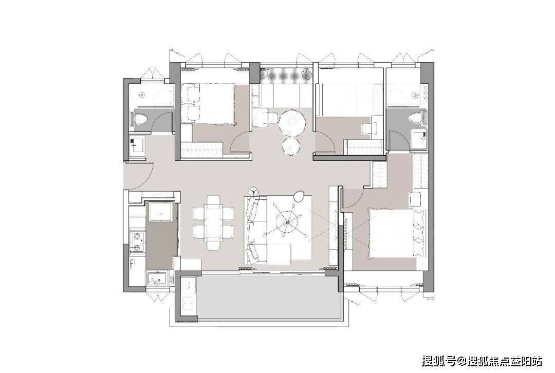 部分住宅產品戶型有別於張揚的立面表達,項目秉承極簡主義剋制美學