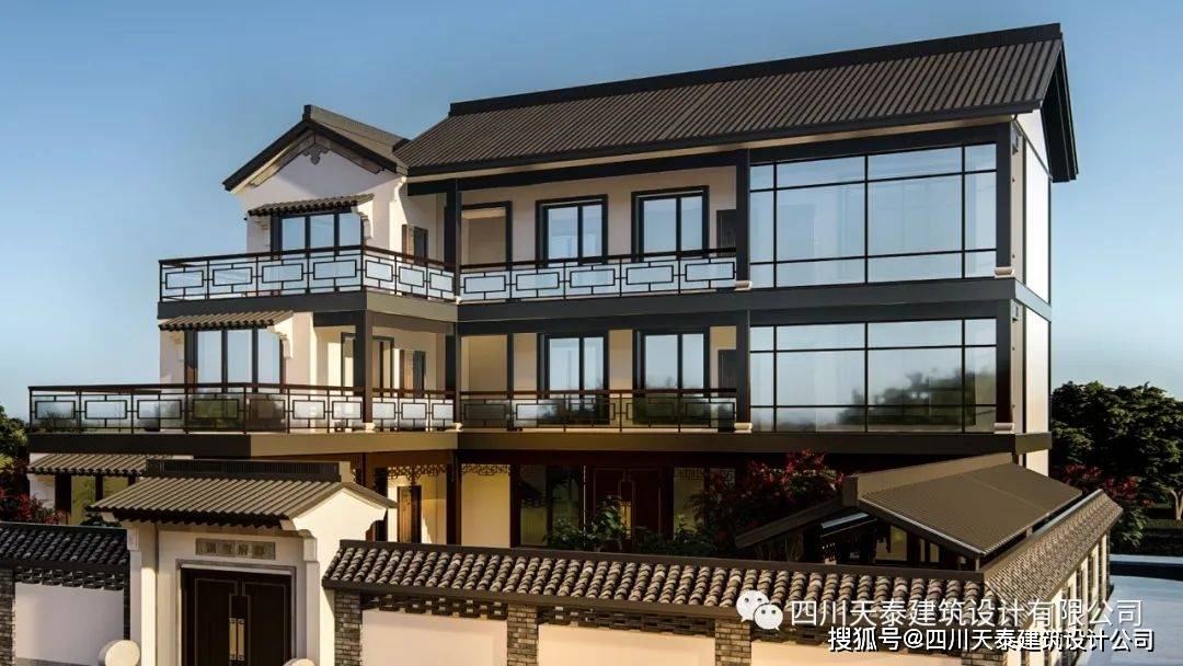 遂宁三层新中式别墅占地160平方,乡村自建房图纸,带堂屋设计_房子