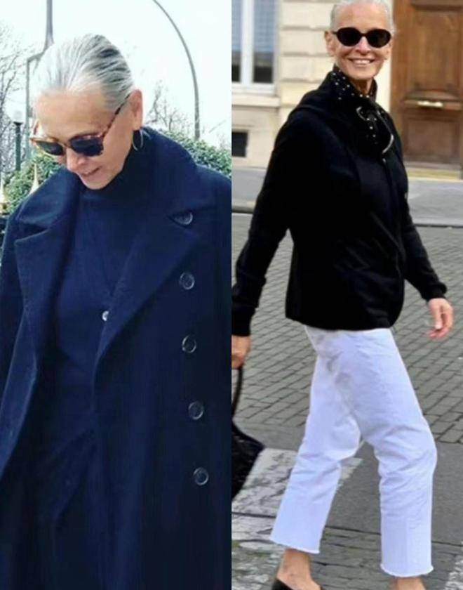 75岁的巴黎奶奶很爱美,不穿高跟鞋不露腿,照样打扮得洋气时髦_时尚