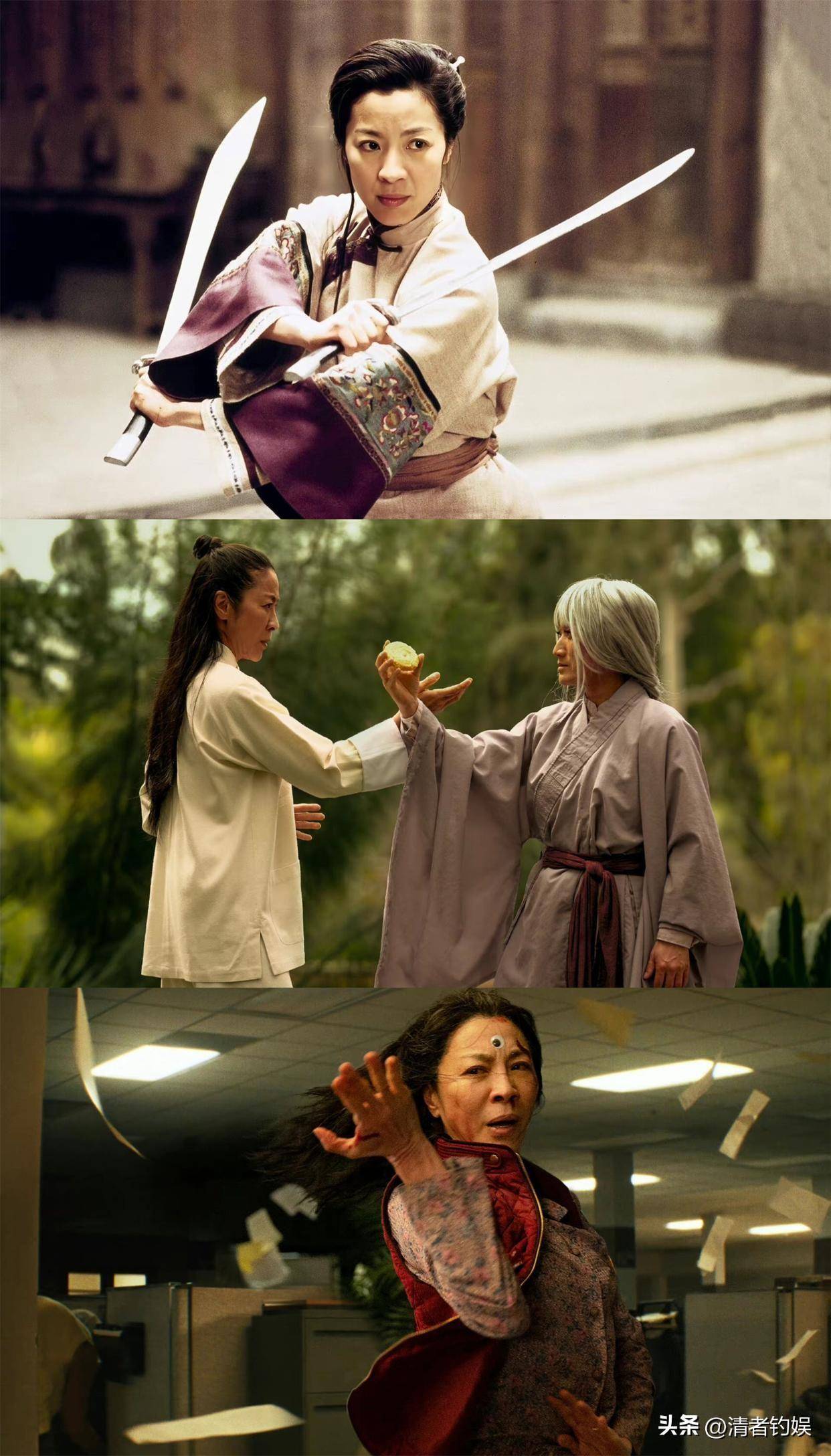 当成龙说出"女人只应该呆在厨房"的直男宣言时,杨紫琼在节目中束手无