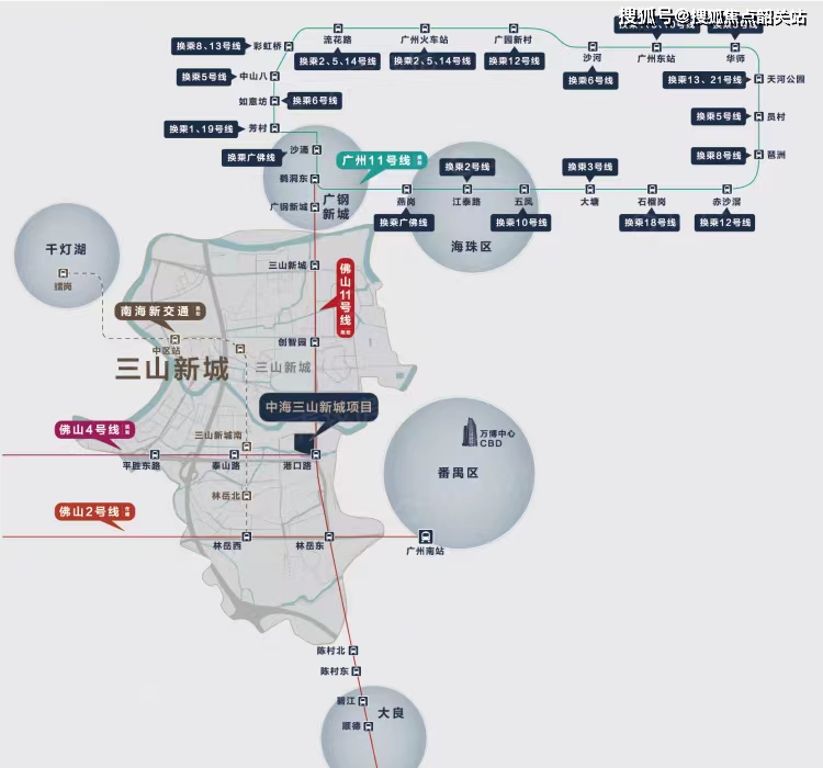 交通】位於廣佛都市圈的核心區域——三山新城國際科創小鎮中心的半島