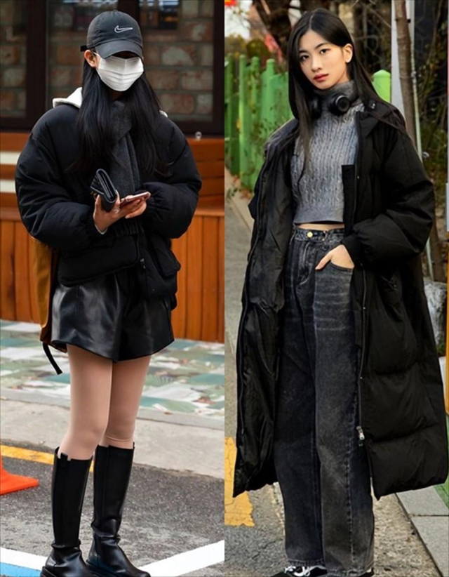 看了韩国街拍才明白:普通"黑色羽绒服",这么搭配太洋气了!