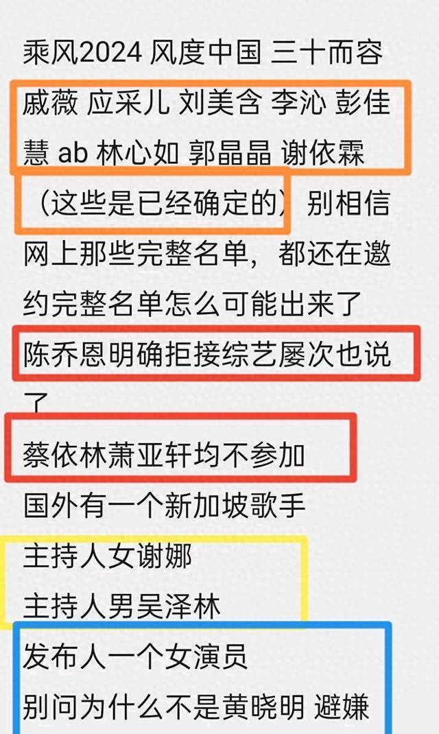 应采儿,刘美含,李沁,彭嘉慧,baby,林心如,郭晶晶,谢依霖等9人已确定