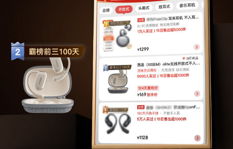 性价比标杆西圣开放式耳机，实力霸榜TOP2热销百日！再创市场新高