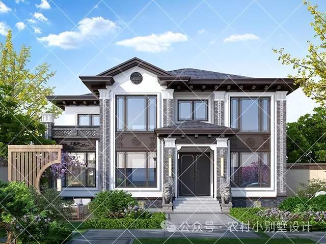 32款新中式二层别墅,大气优雅新中式风别墅设计,颜值