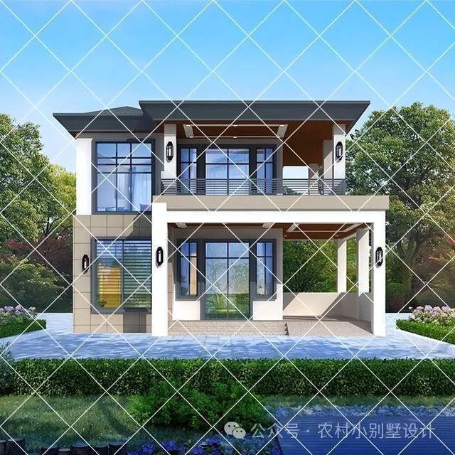 开春建房22款二层现代风自建房别墅图纸推荐,简约大气