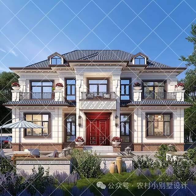 32款新中式二层别墅,大气优雅新中式风别墅设计,颜值