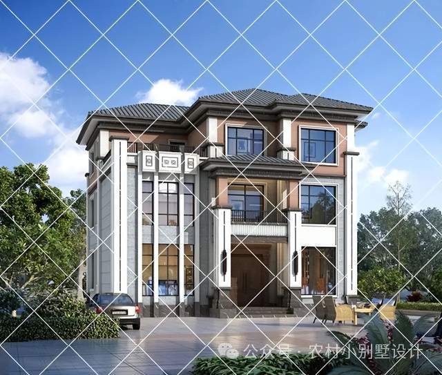 21款三层新中式农村自建房别墅,复试客厅楼中楼设计,2024建房首选