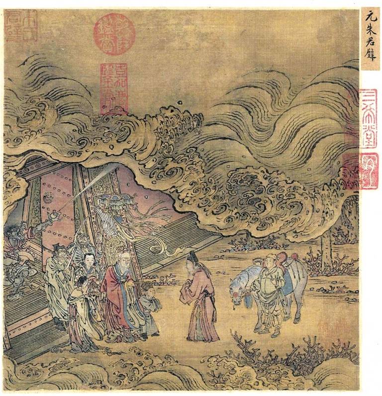 《人物龙凤图》是战国时期佚名创作的一幅绢本淡设色画.