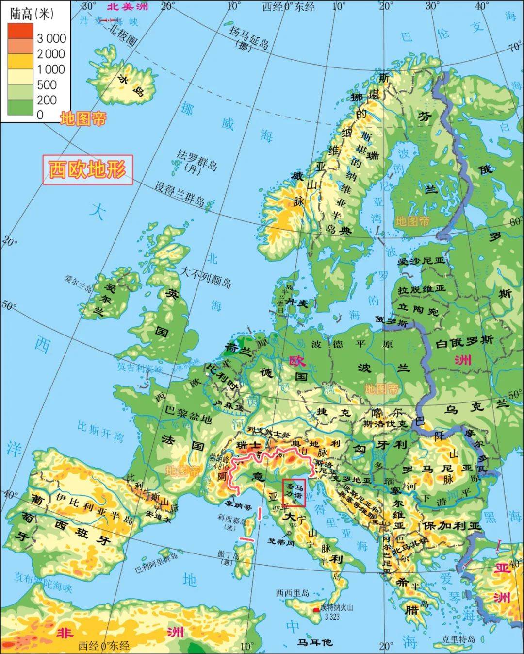 意大利位置 世界地图图片