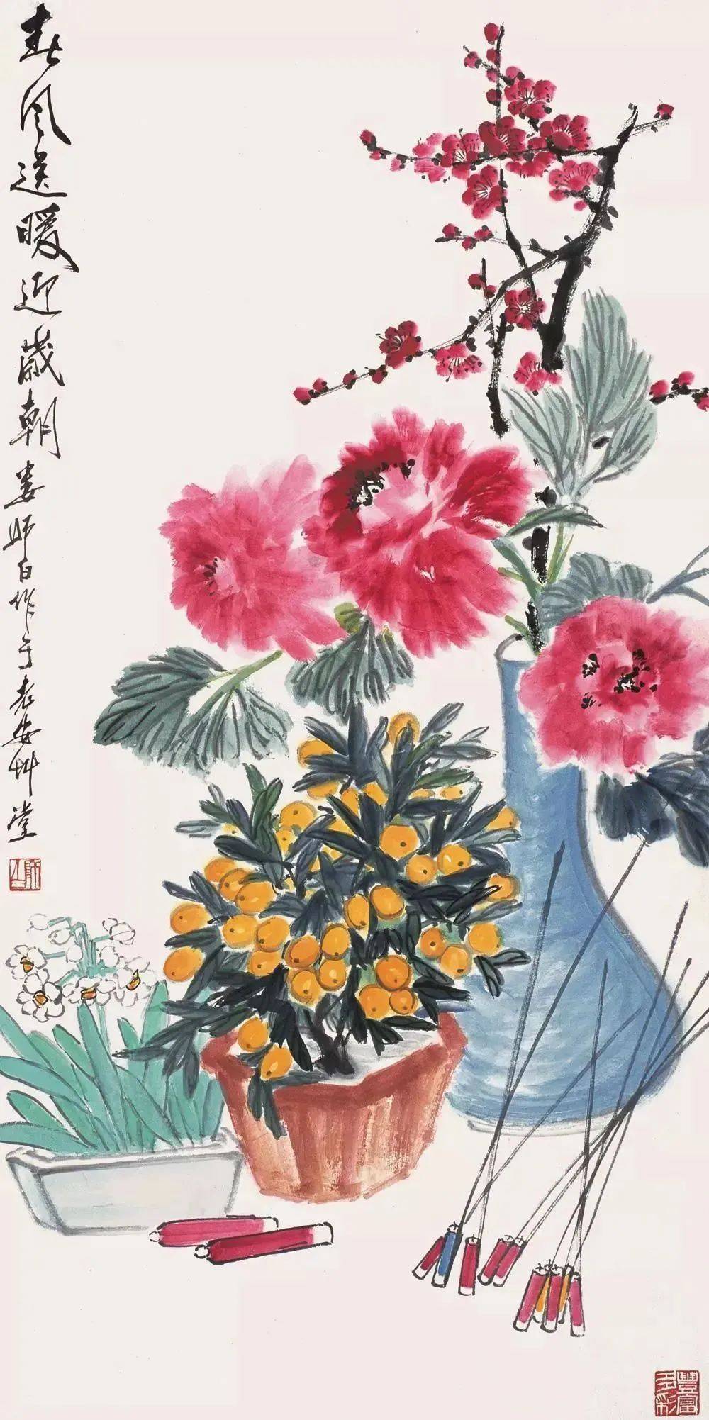 大红福字红春联,红窗花,红春条,红衣服,红爆竹,红灯笼,还有鼓鼓的大