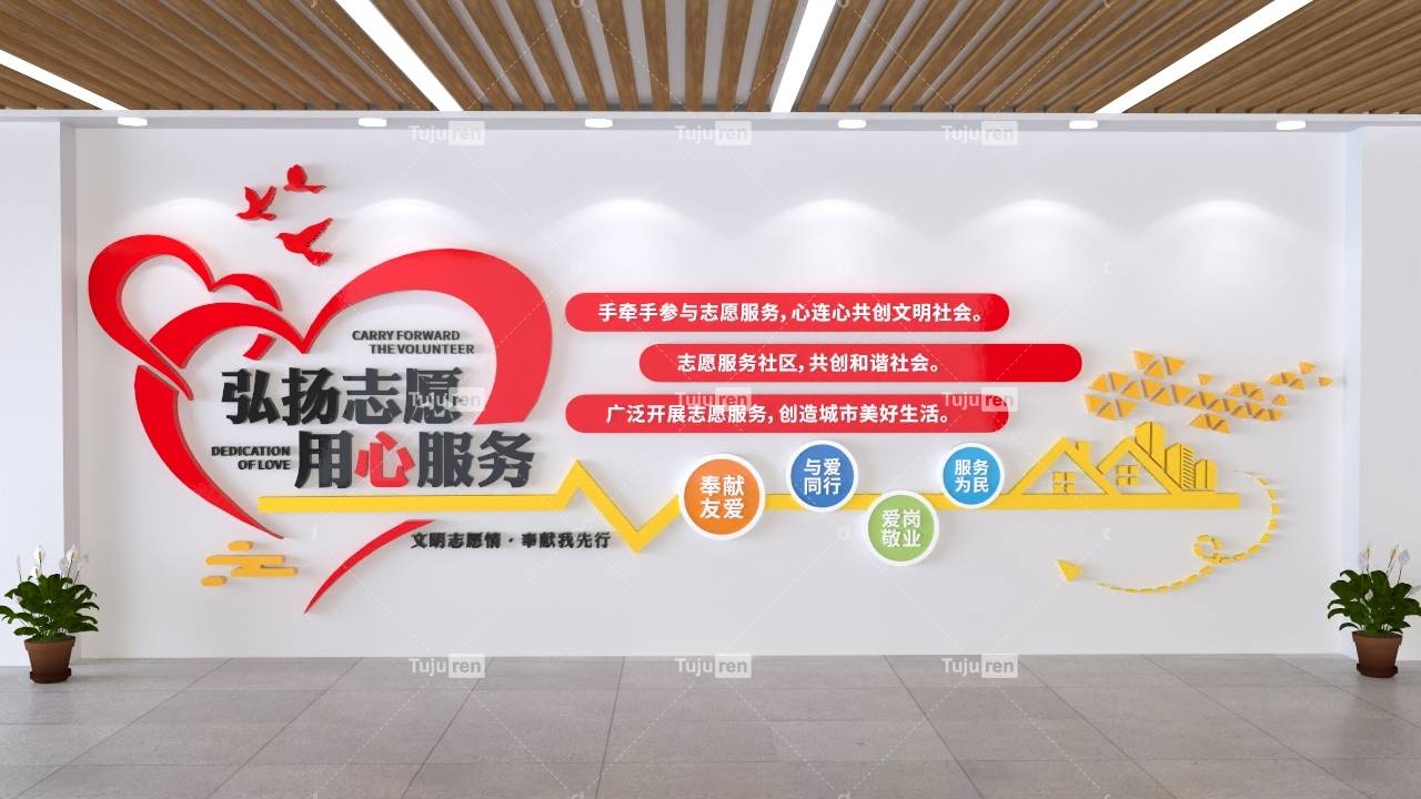 弘扬志愿用心服务志愿者文化墙素材模板_照片_来源_图片