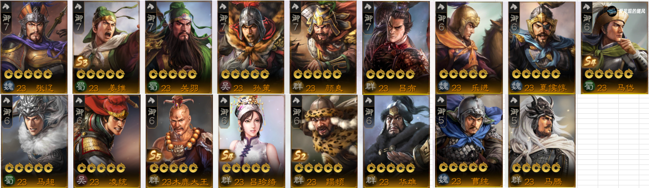 能用到的武将包括张辽,姜维,关羽,孙策,颜良,吕布,乐进,夏侯惇,马岱