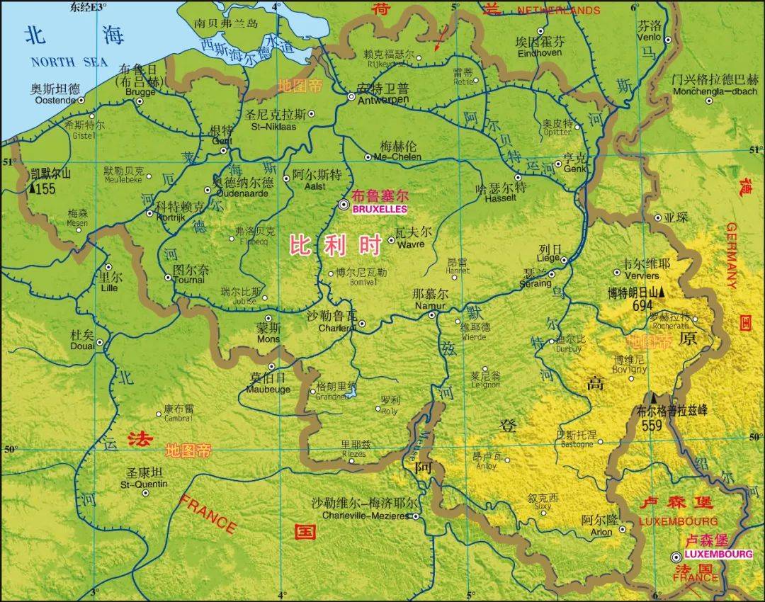 比利时在世界地图位置图片