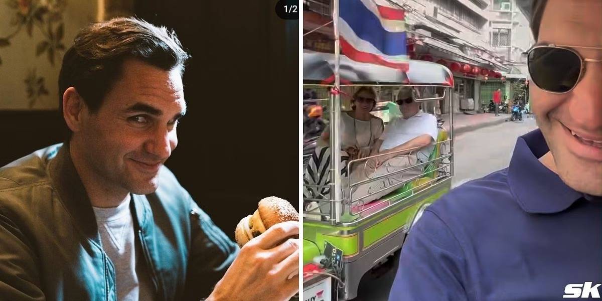 费德勒全家在泰国旅游坐三轮车吃糯米饭，网友：还缺导游吗