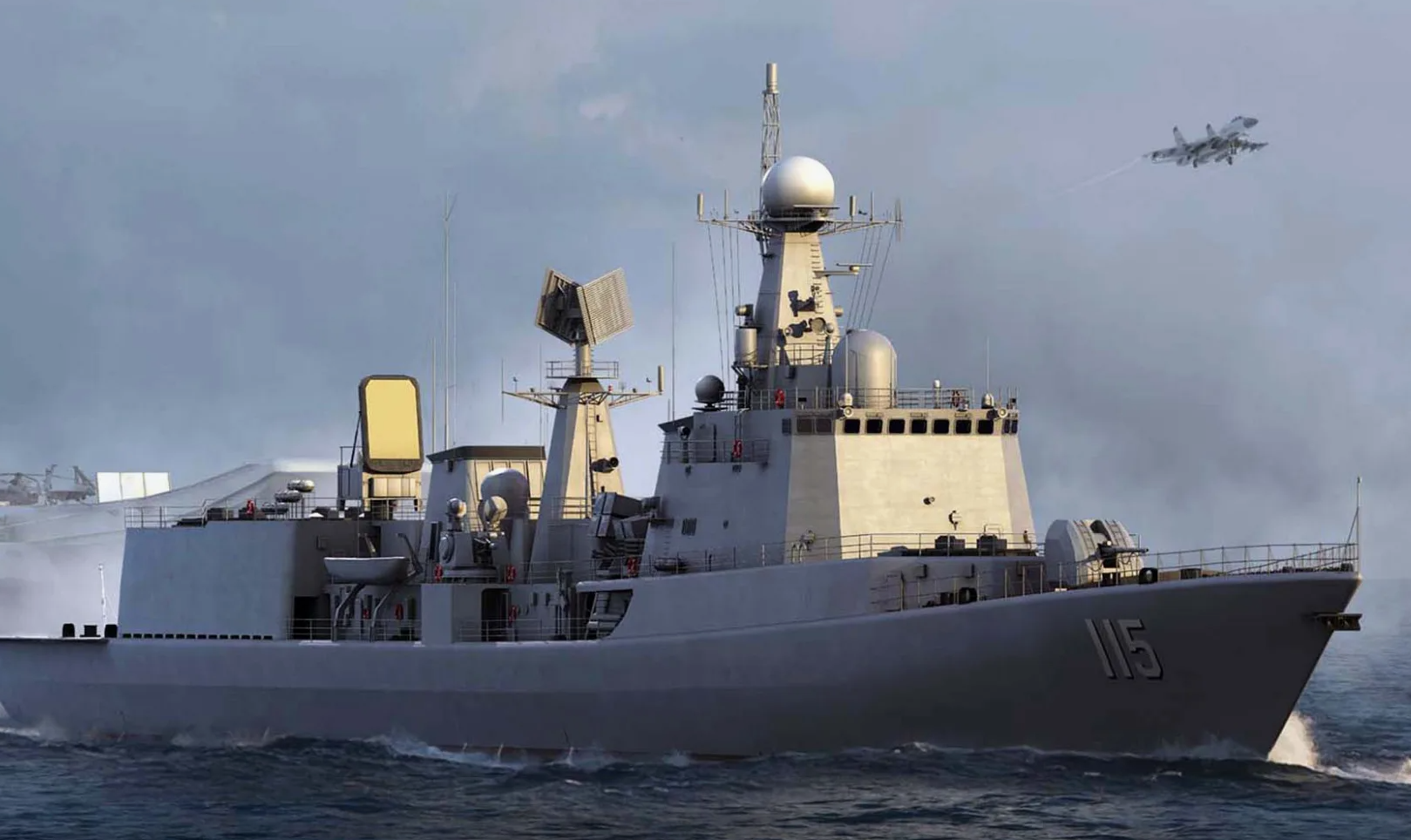 我海军051c型驱逐舰,搭载里夫m防空系统,与盾舰存在不少差距_装备