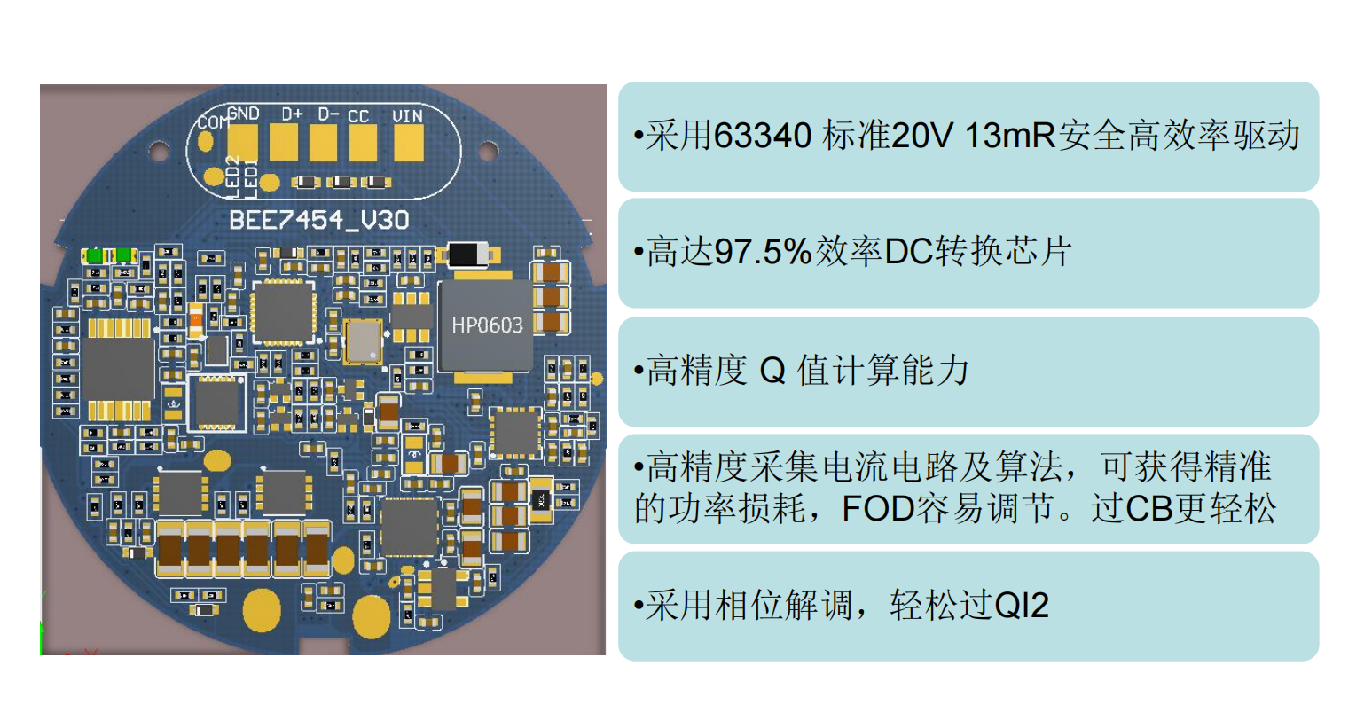 蜜蜂电子模组bee7454通过qi2认证, 15w无线充电的可靠选择_功率_芯片