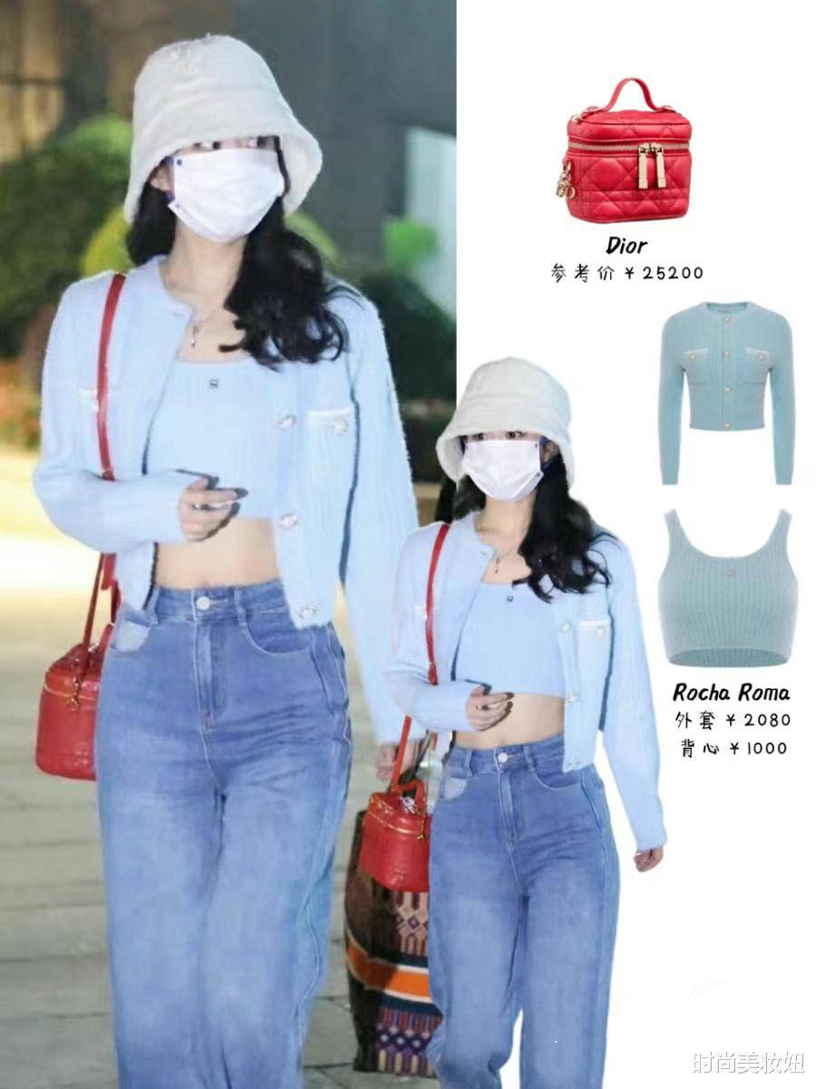 赵丽颖带火了一种"少女穿搭",水手服 百褶裙 贝雷帽,好甜美_围巾_红色