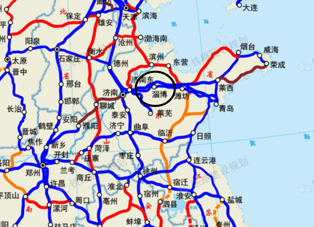 而串联滨州,东营,潍坊,临沂的高铁有京沪高铁二线,硬生生地避开了淄博