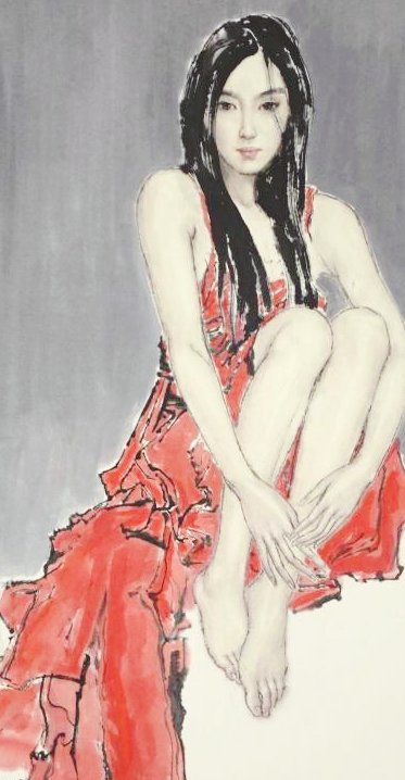 原创国画大师与冷军pk画美女一个婀娜多姿一个栩栩若生谁更美