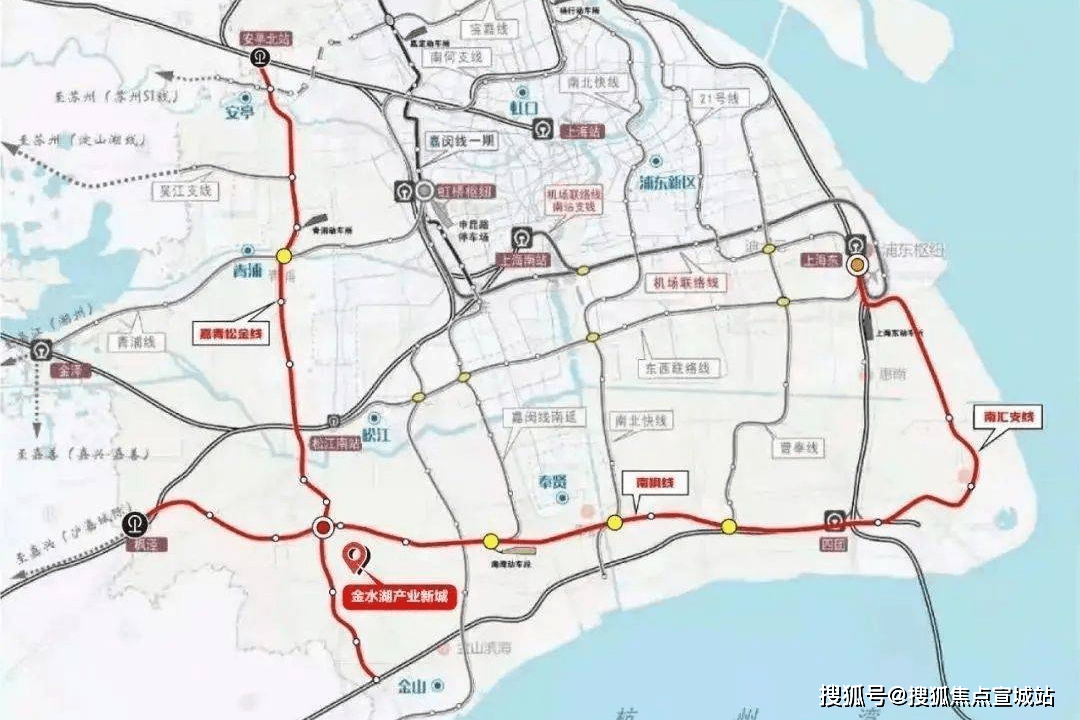 事实上,金山还规划有一条市域线"嘉青松金线",连接嘉定,青浦,松江.