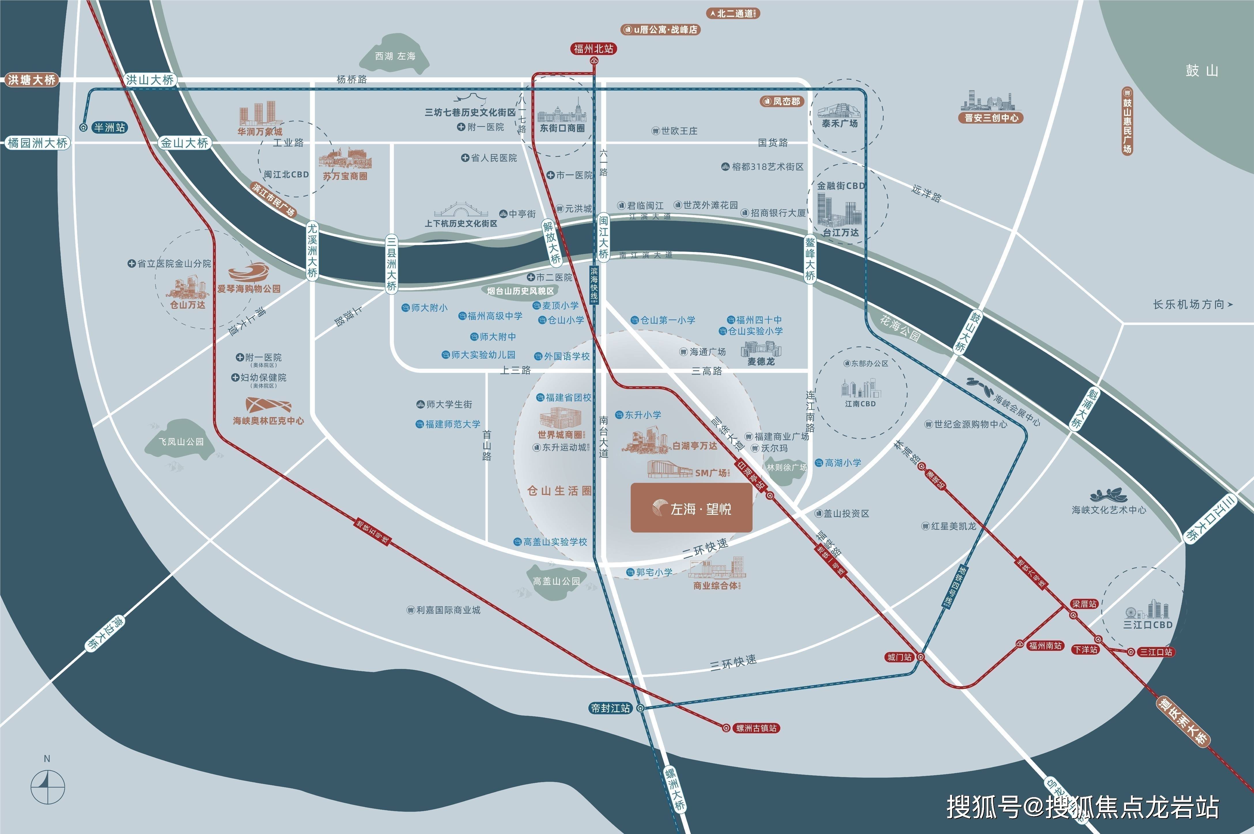 则徐大道头排,南二环交汇;西连尤溪洲大桥,快速直达仓山万达商圈;东接