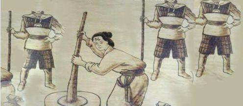 戚夫人关在宫中永巷里,并且剃去头发,带上刑具,穿上囚服,去做舂米的苦