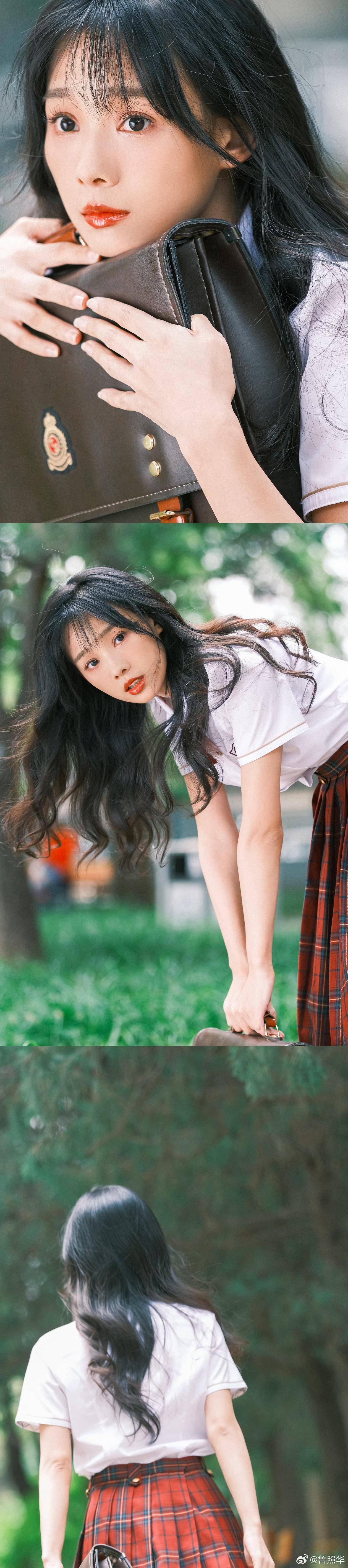 演员鲁照华青春写真校园女神气场全开