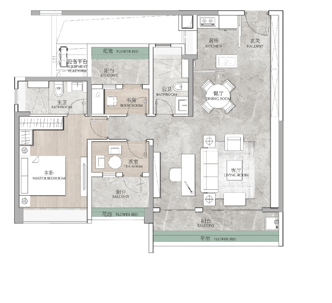 建面约140㎡户型图建面约140㎡4 1房户型;最绝的是,主卧的270°环幕