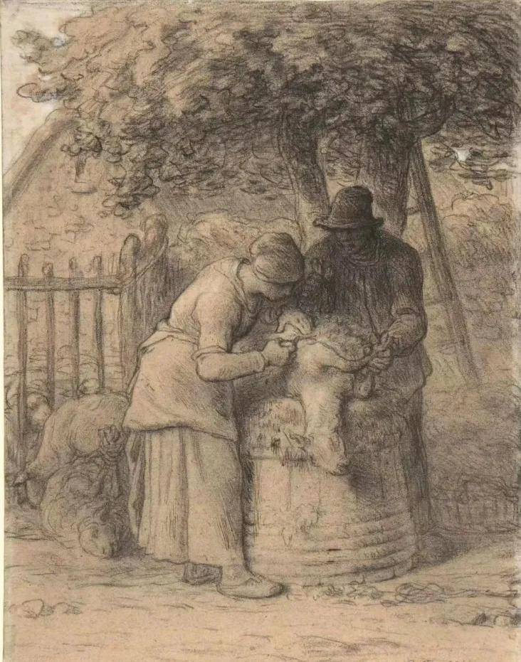 米勒的素描手稿真诚的朴素