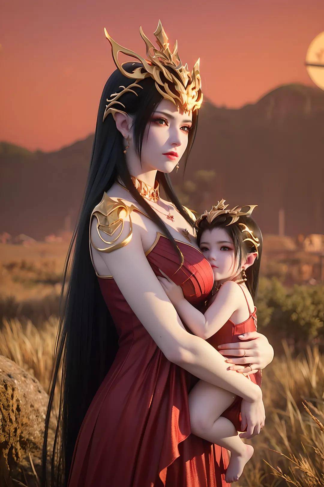 美杜莎母女情深与女儿的亲密瞬间