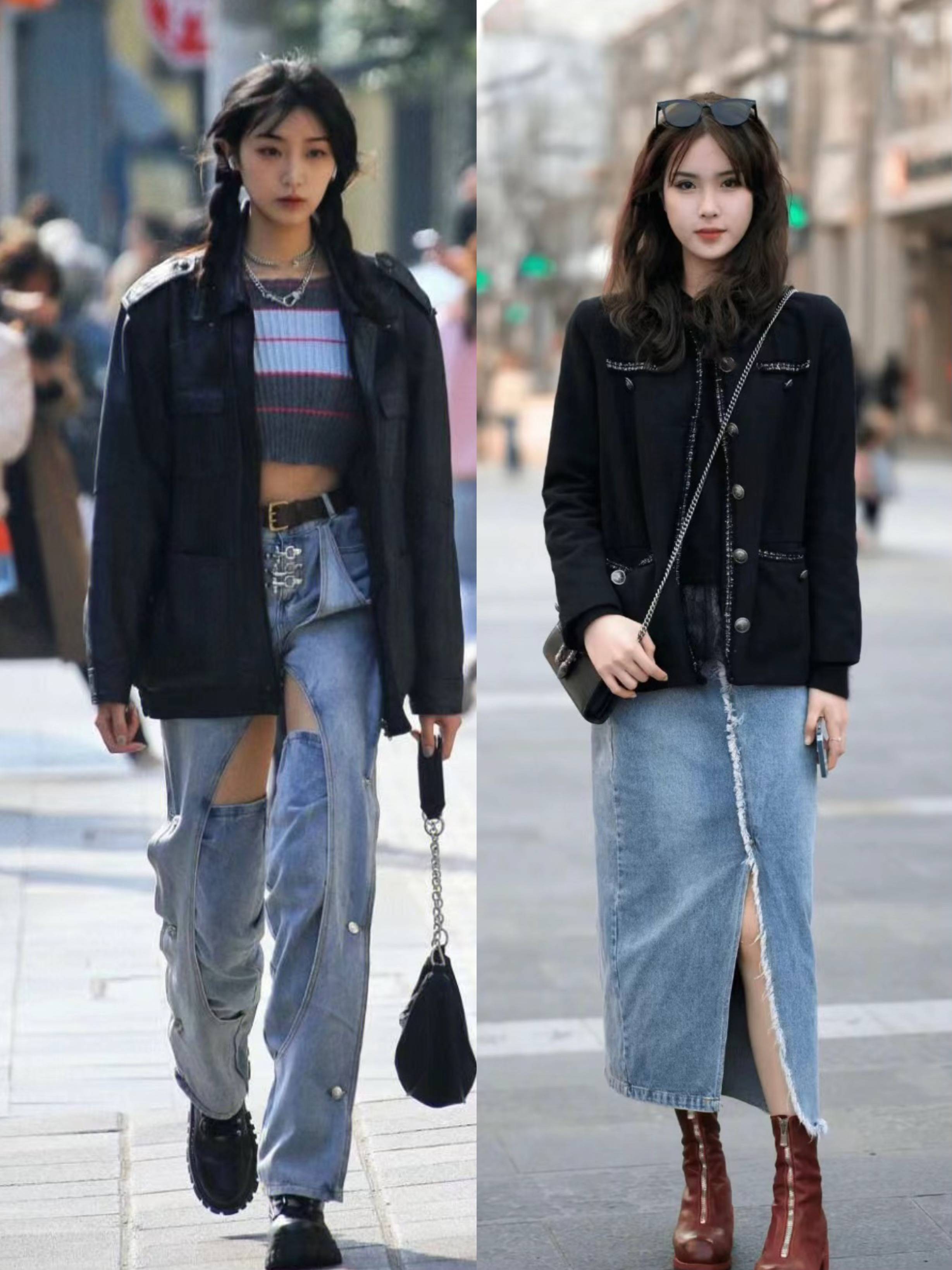 看时髦精的街拍造型,穿搭要素都在这里了!_外套_牛仔_时尚