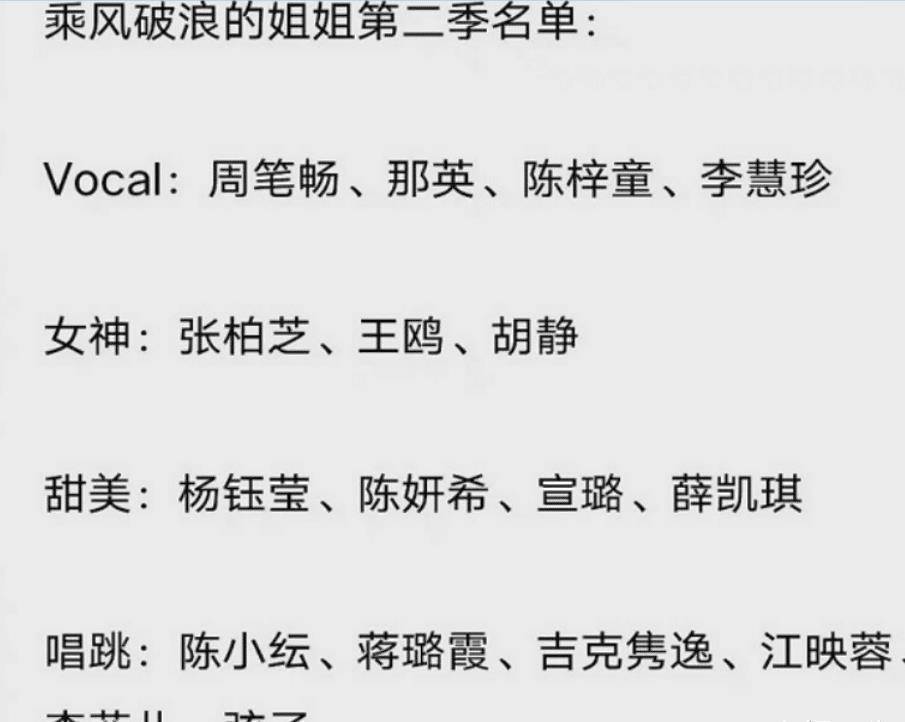 大家可以可以看到名单上不管是什么样类型的女艺人都有,不过因为人数