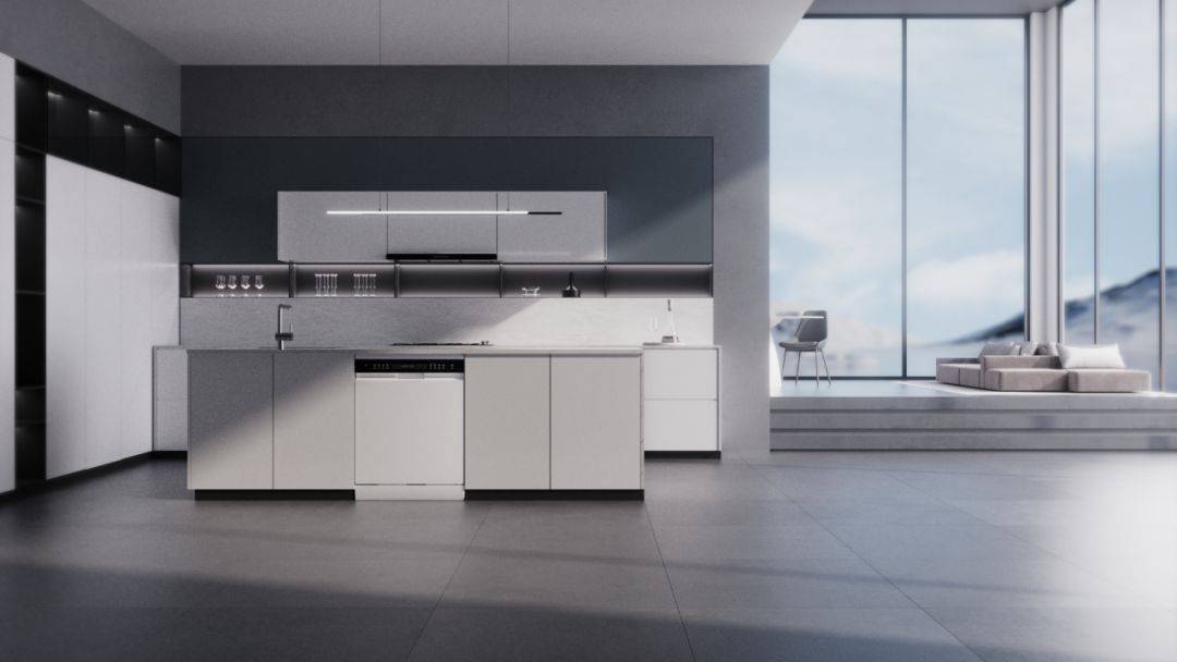 一款高颜值洗碗机,融入现代厨房设计