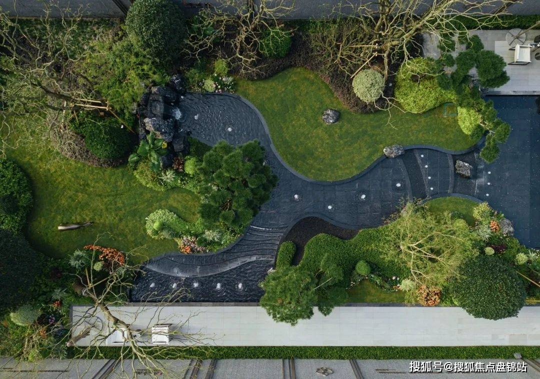 普陀金茂府园林景观实景图在空间规划上,park in新东方主义实景园林