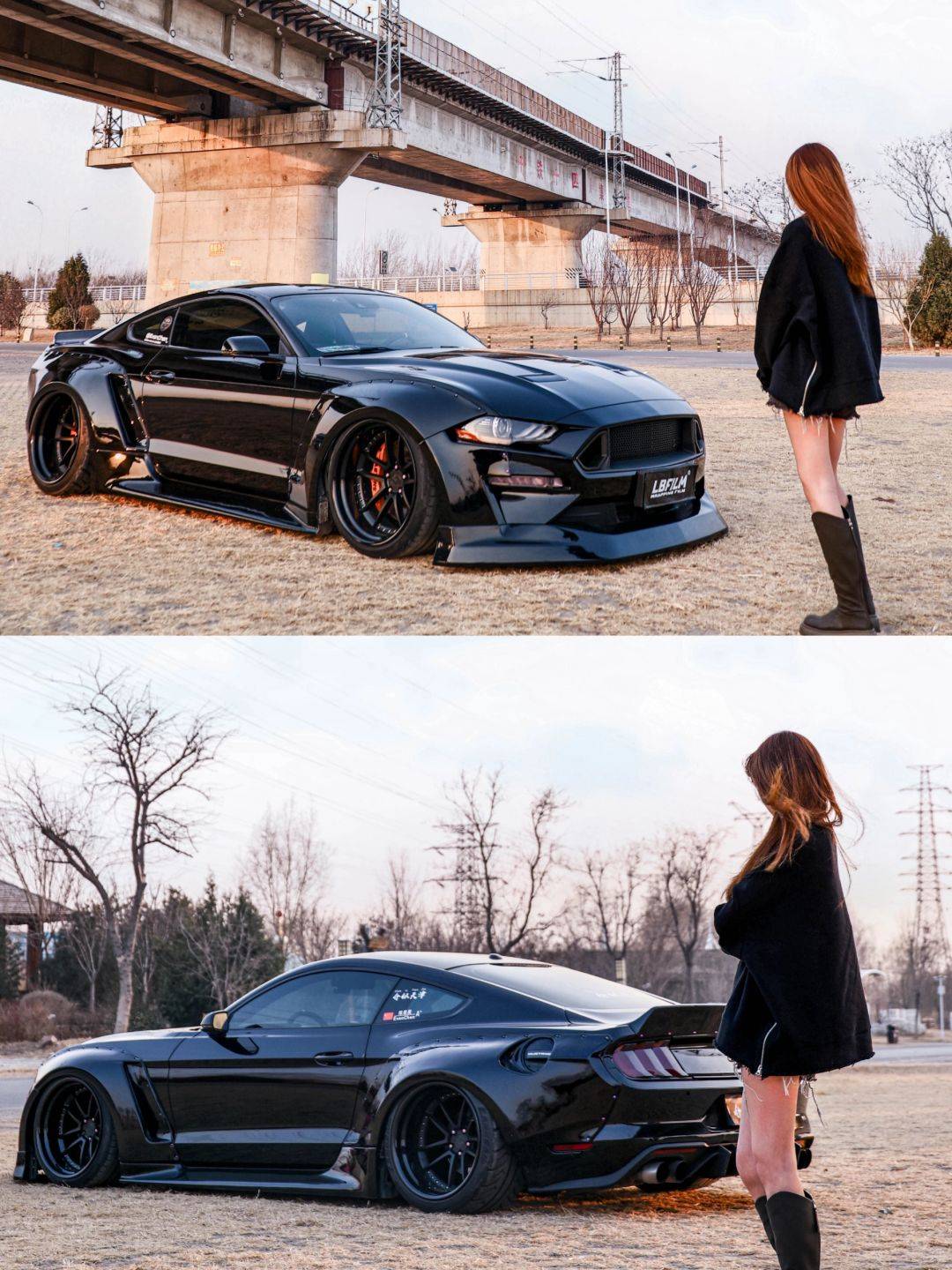 福特野马lb改色膜tpu亮黑,经典之色tpu亮黑