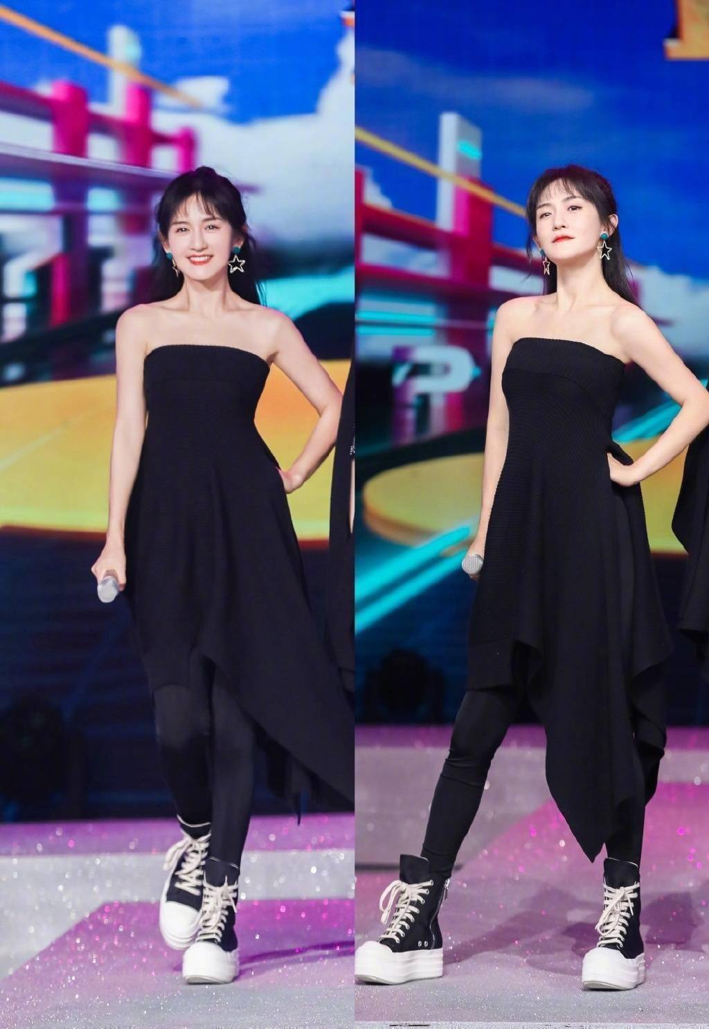 她的身材很好.top3:连衣裙 靴子谢娜的舞台风格可谓是千变万化.