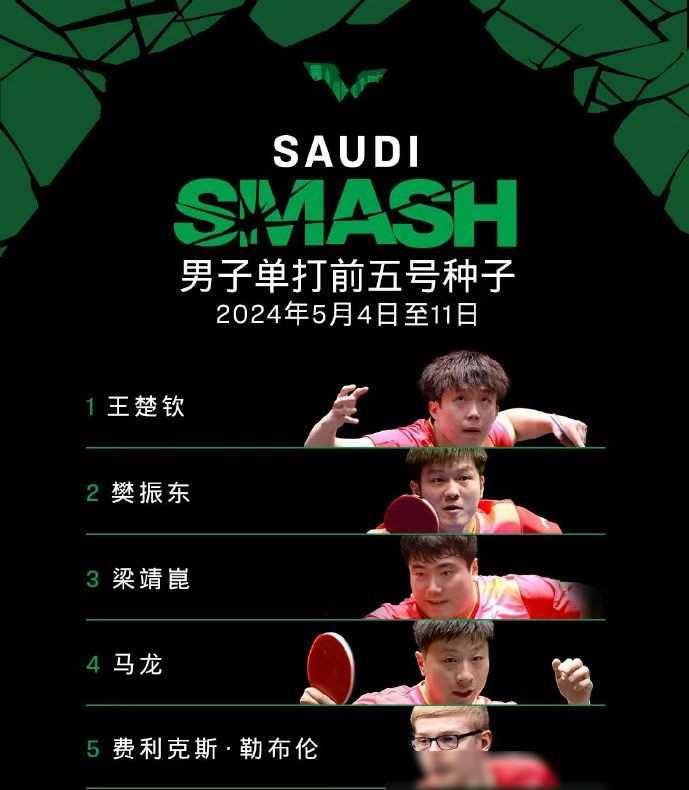 沙特大满贯种子选手出炉前5名额国乒包揽9位孙颖莎王楚钦领
