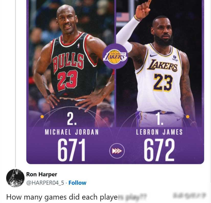 原创有道理乔丹队友质疑詹姆斯得分制胜本质比赛场次差异大