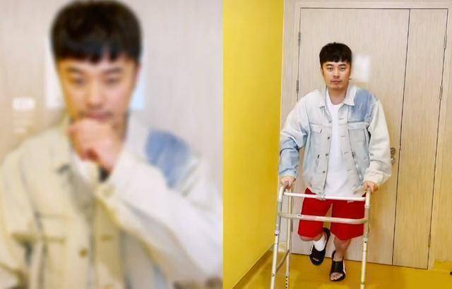 原创陈赫手术后顺利出院单腿蹦跳显滑稽胡子拉碴脸消瘦不少