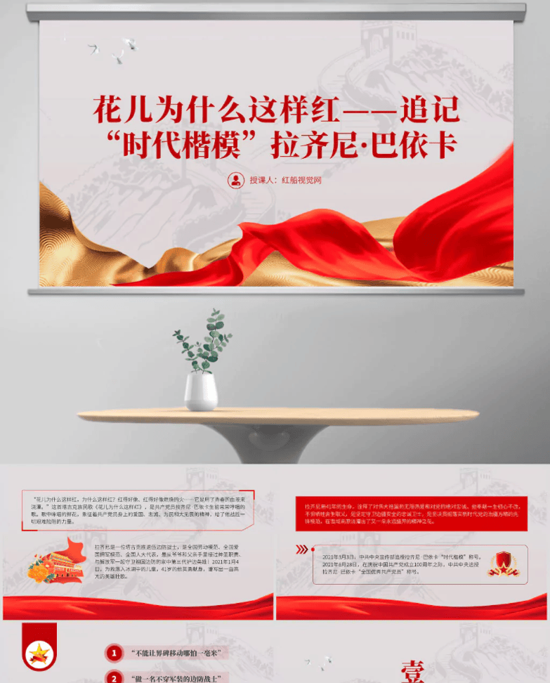 全国道德模范新疆时代楷模人物拉齐尼巴依卡先进事迹团课ppt