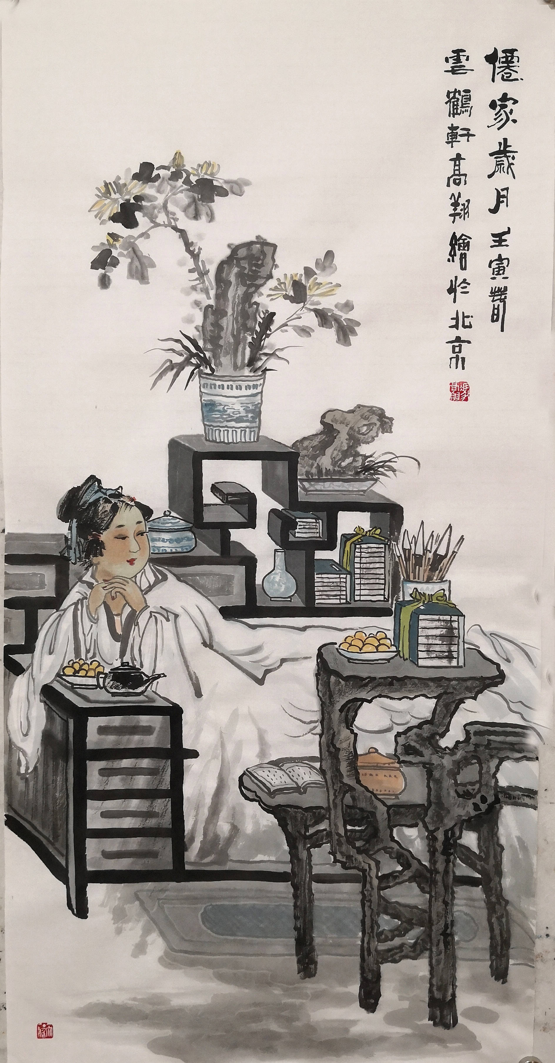 艺术家冯高翔《茶圣陆羽煮茶图》以陆佰柒拾万元人民币成交