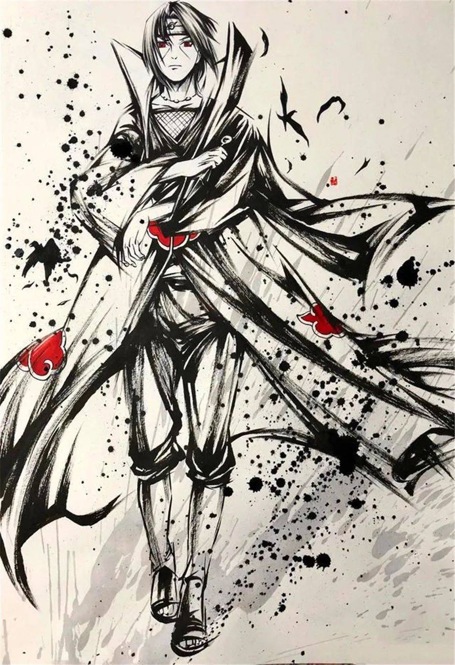 火影当忍者们遇上中国风水墨画风带土鼬很帅雏田小南美如画